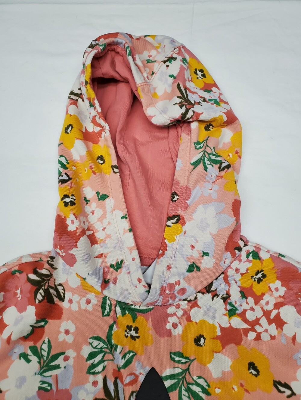 Adidas Originals Her Studio London Floral Hoodie Pink Yellow Trefoil Sweatshirt - Picture 3 of 8